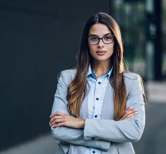 Business woman standing outside the office buildin 2023 01 26 11 49 03 utc